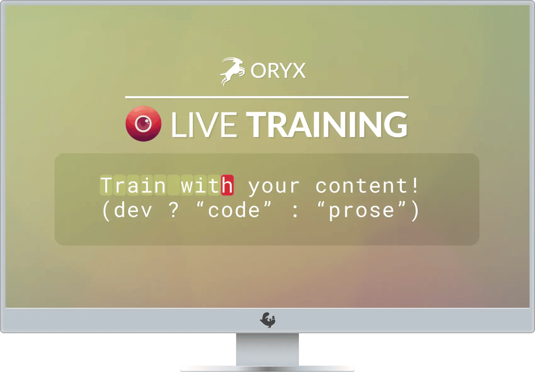 Monitor showing the live training page