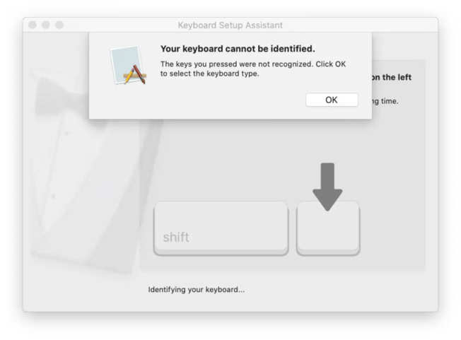 MacOS Keyboard Assistant: Keyboard cannot be identified