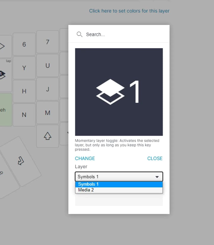 Selecting the layer 'Symbols' from the dropdown